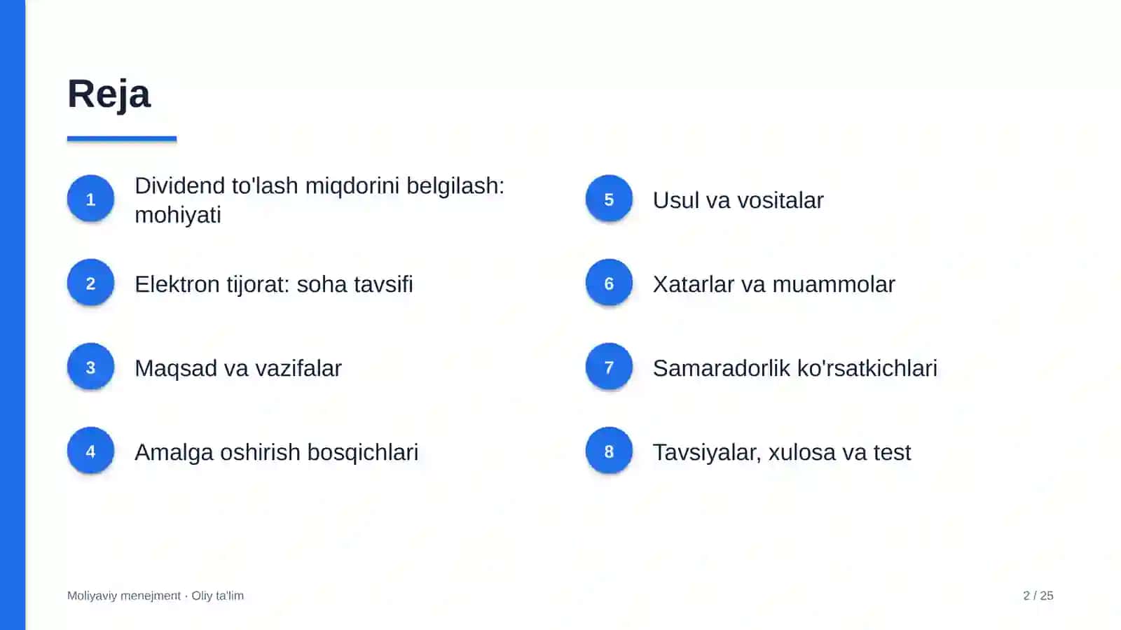 Elektron tijoratda dividend to'lash miqdorini belgilash 2
