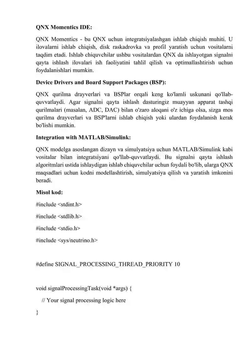 QNXda signallarni qayta ishlash 2