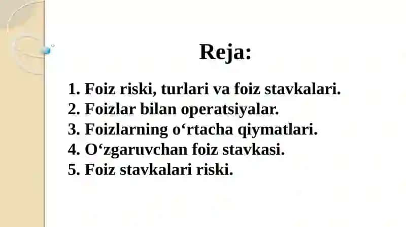 Foiz riskini boshqarish 2