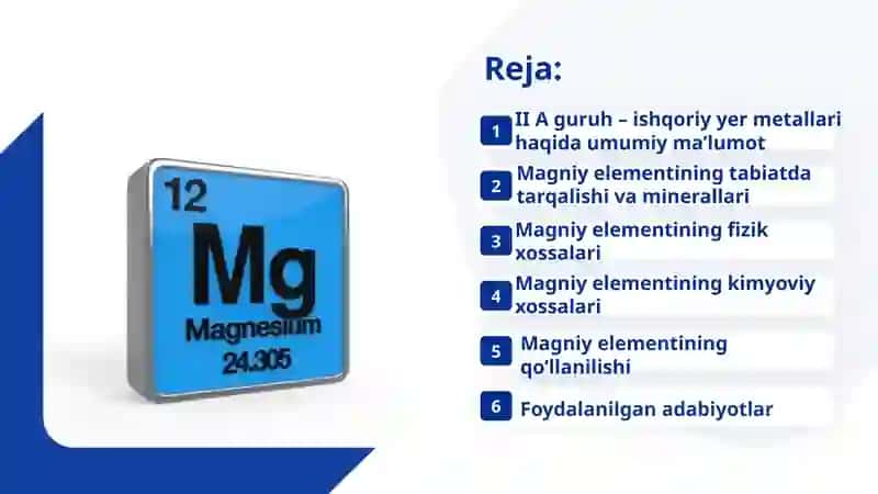 Magniy elementi va uning xossalari 2