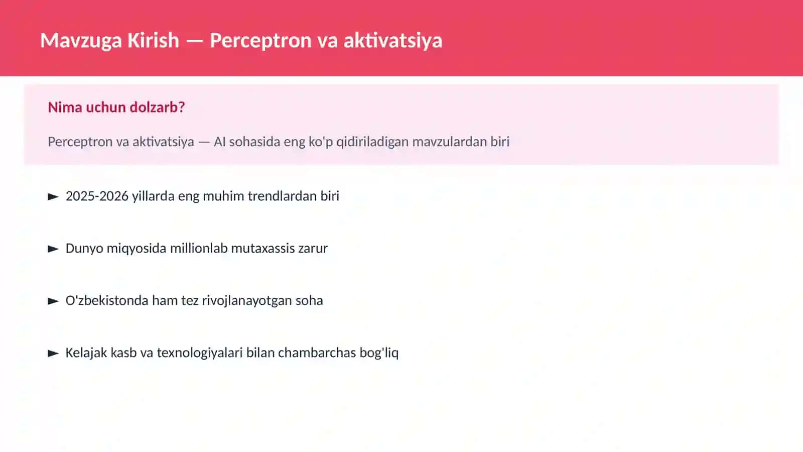 Perceptron va aktivatsiya 2