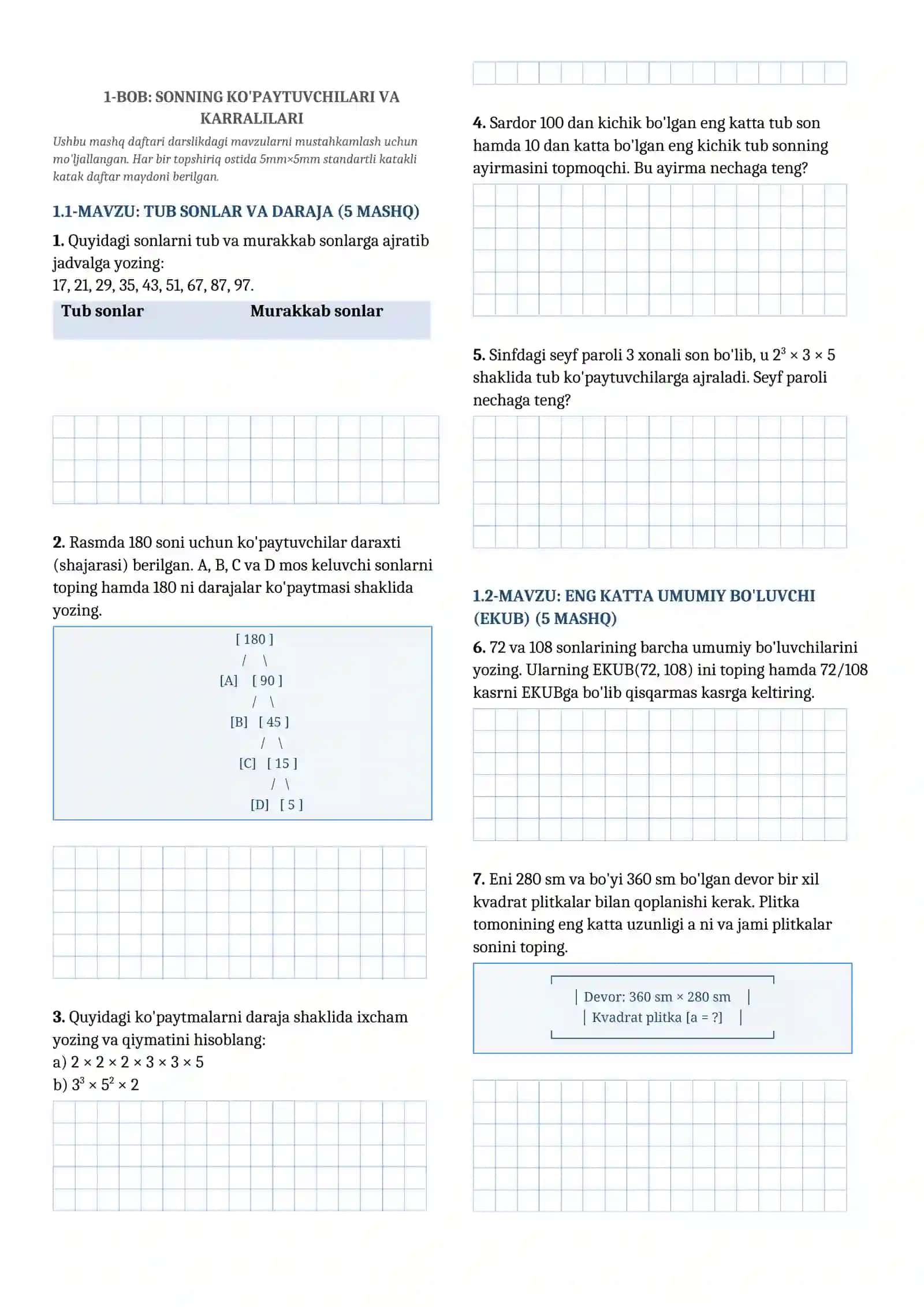 7-SINF ALGEBRA MASHQ DAFTARI 2026-YILGI DARSLIK ASOSIDA 2