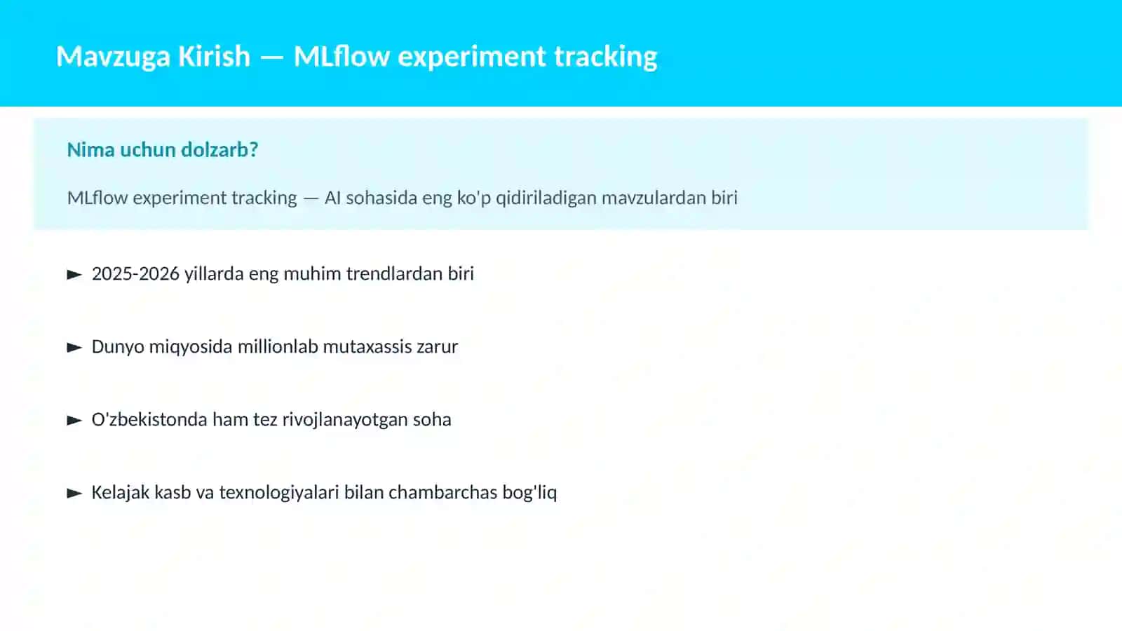 MLops va AI infrashtruktura 2