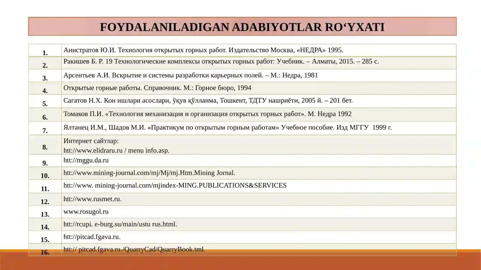 MA’RUZA:CHUQURLAMA (УГЛУБОЧНАЯ)QAZISH TIZIMLARI TEXNOLOGIYASI VA KOMPLEKS MEXANIZATSIYALASH 2