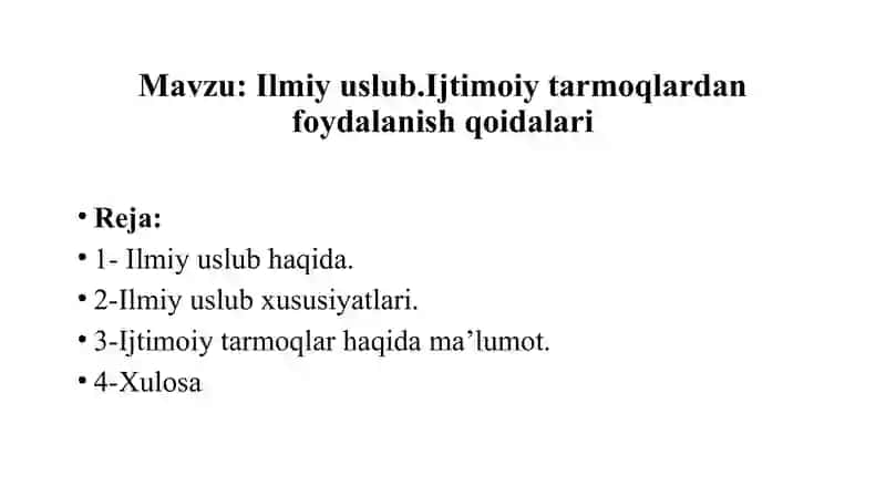 Ilmiy uslub.Ijtimoiy tarmoqlardan foydalanish qoidalari 2