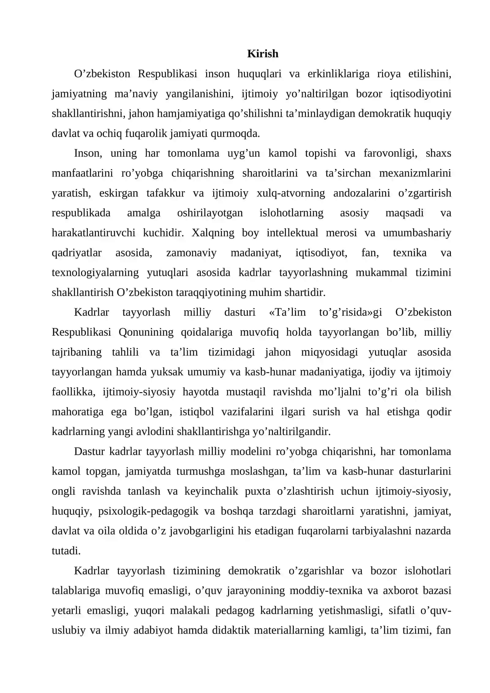 Kadrlar tayyorlash milliy dasturida ilm-fan va ishlab chiqarishning integratsiyalashuvi 2