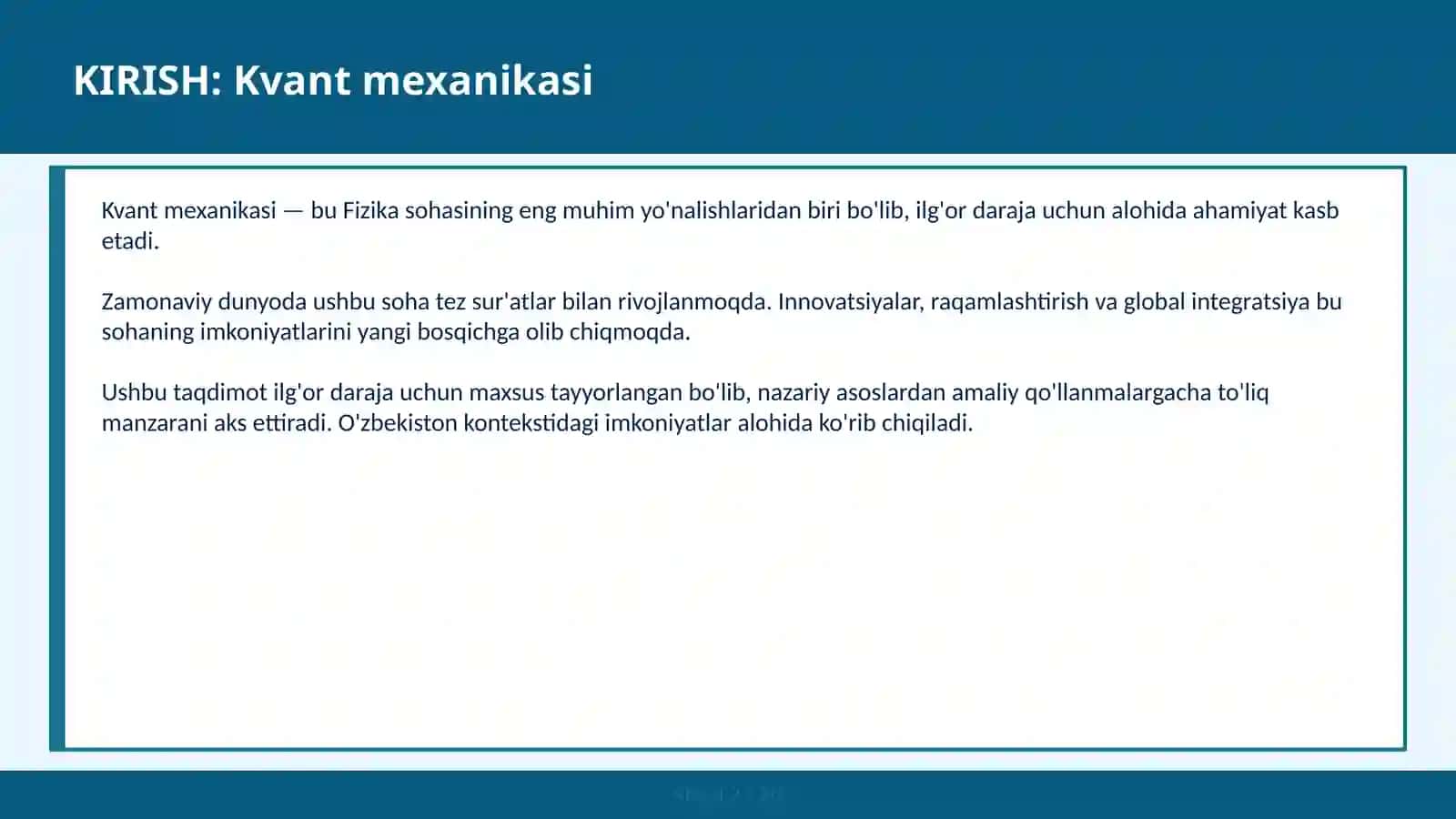 KVANT MEXANIKASI 2