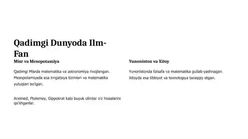 Dunyoning Ilmiy Manzarasi va Uning Evolyutsiyasi 2