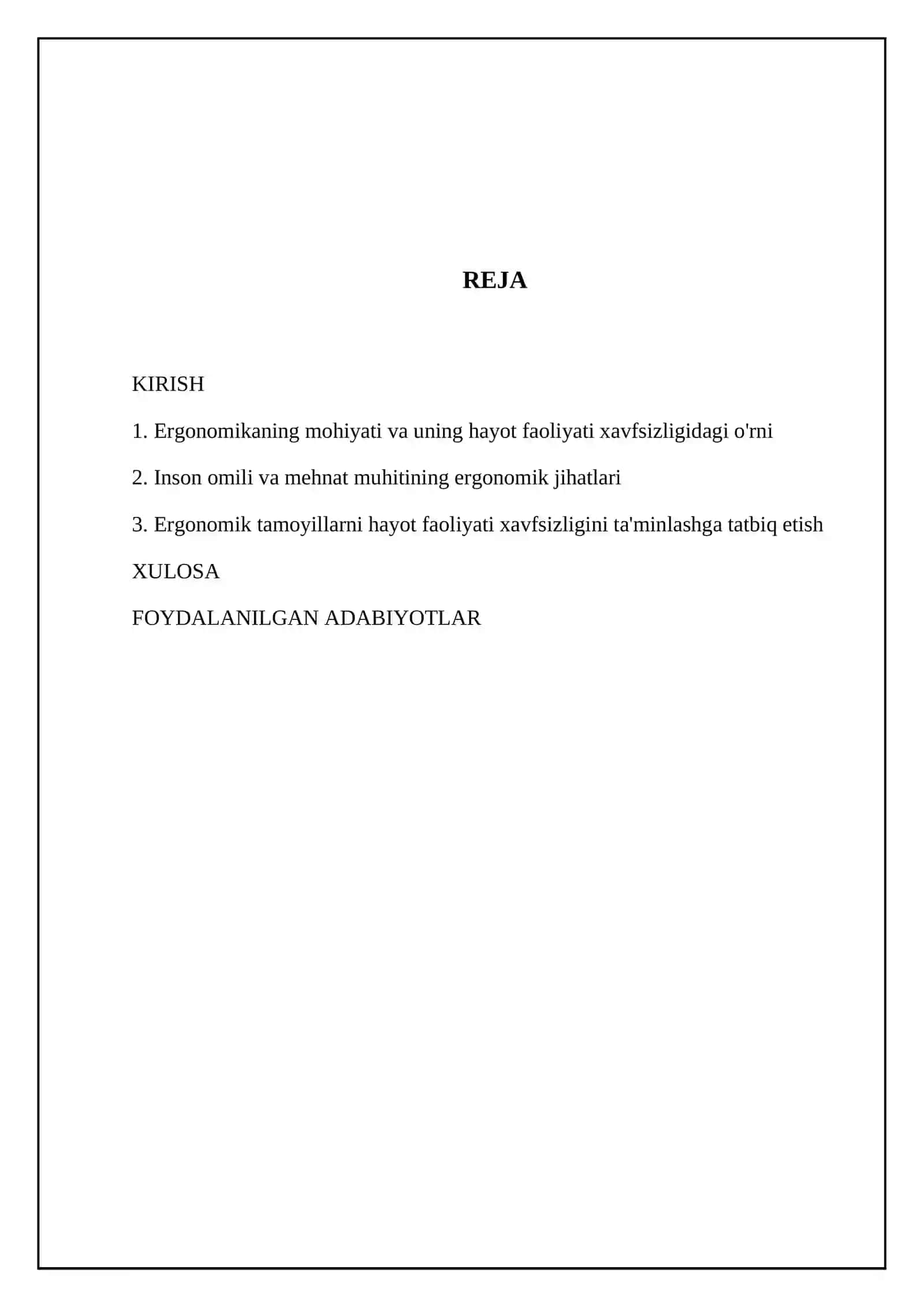Hayot faoliyati xavfsizligining ergonomik asoslari. Ergonomika haqida tushuncha 2