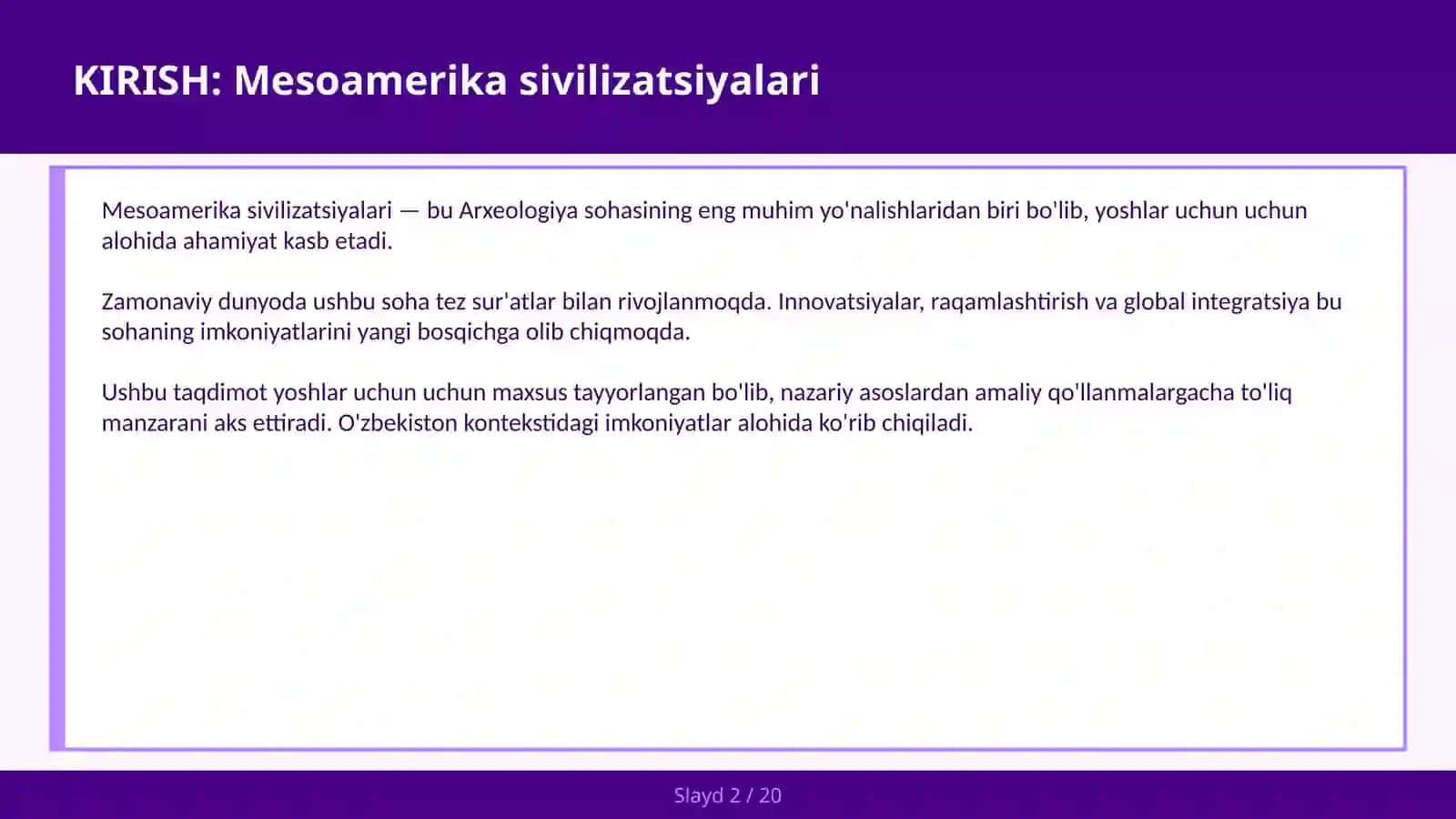 MESOAMERIKA SIVILIZATSIYALARI 2