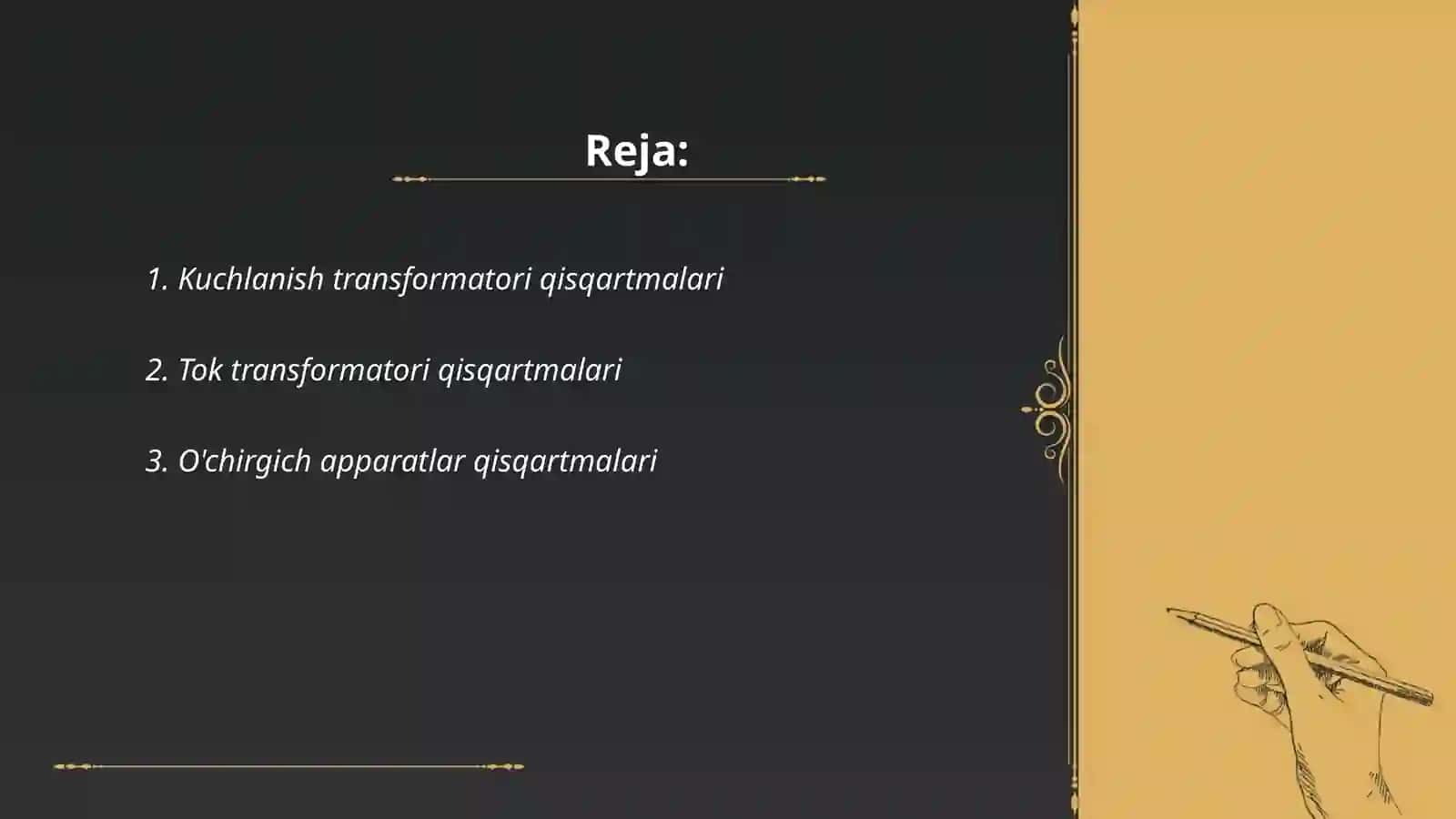 Kuchlanish transformatori qisqartmalari 2