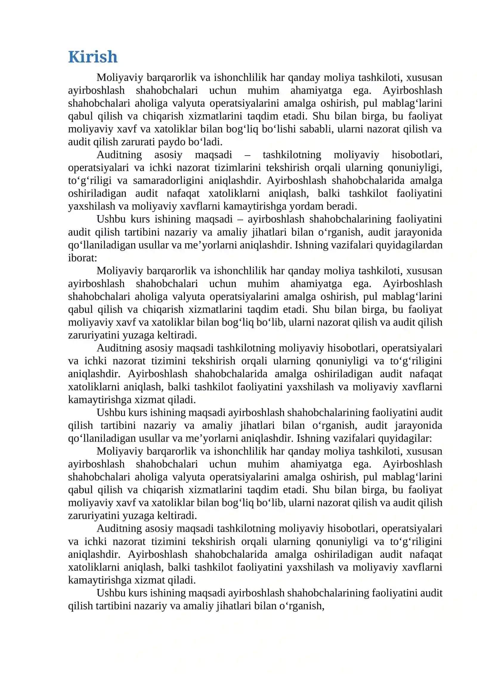 Ayirboshlash shahobchalarni audit qilish tartibi 2