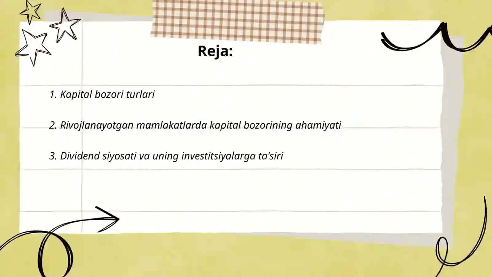 Kopital bozori va investitsiyalar samaradorligi 2