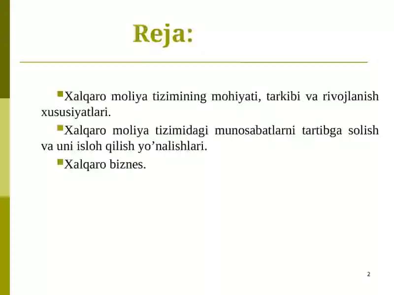 Xalqaro Biznes Moliyasi 2
