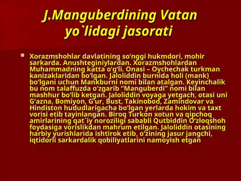 Vatan ozodligi va Jaloliddin Manguberdi 2