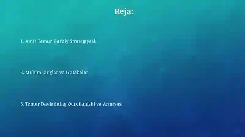 Amir Temur Harbiy Strategiyasi 2