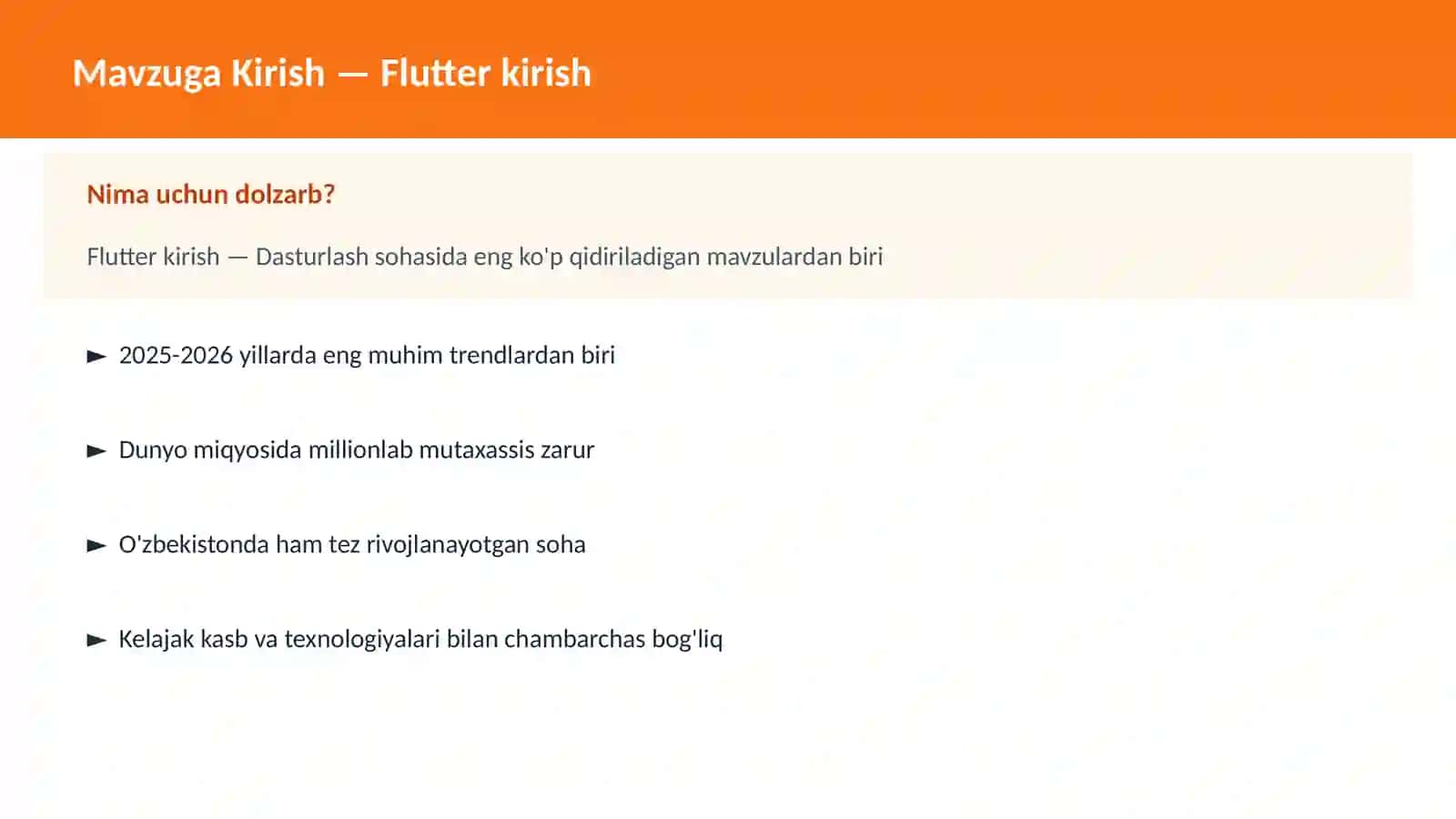 Flutter kirish 2