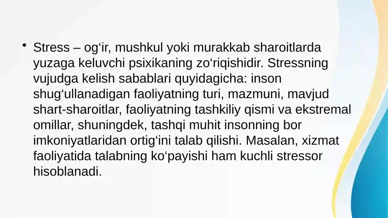 Stress nima va uning turlari 2