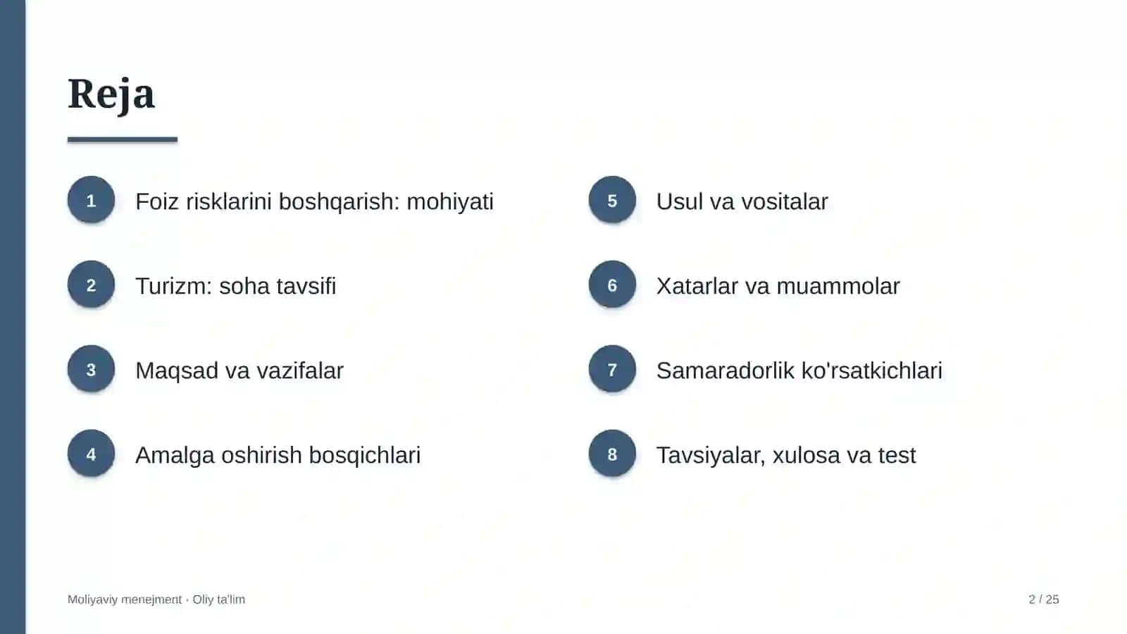 Turizmda foiz risklarini boshqarish 2