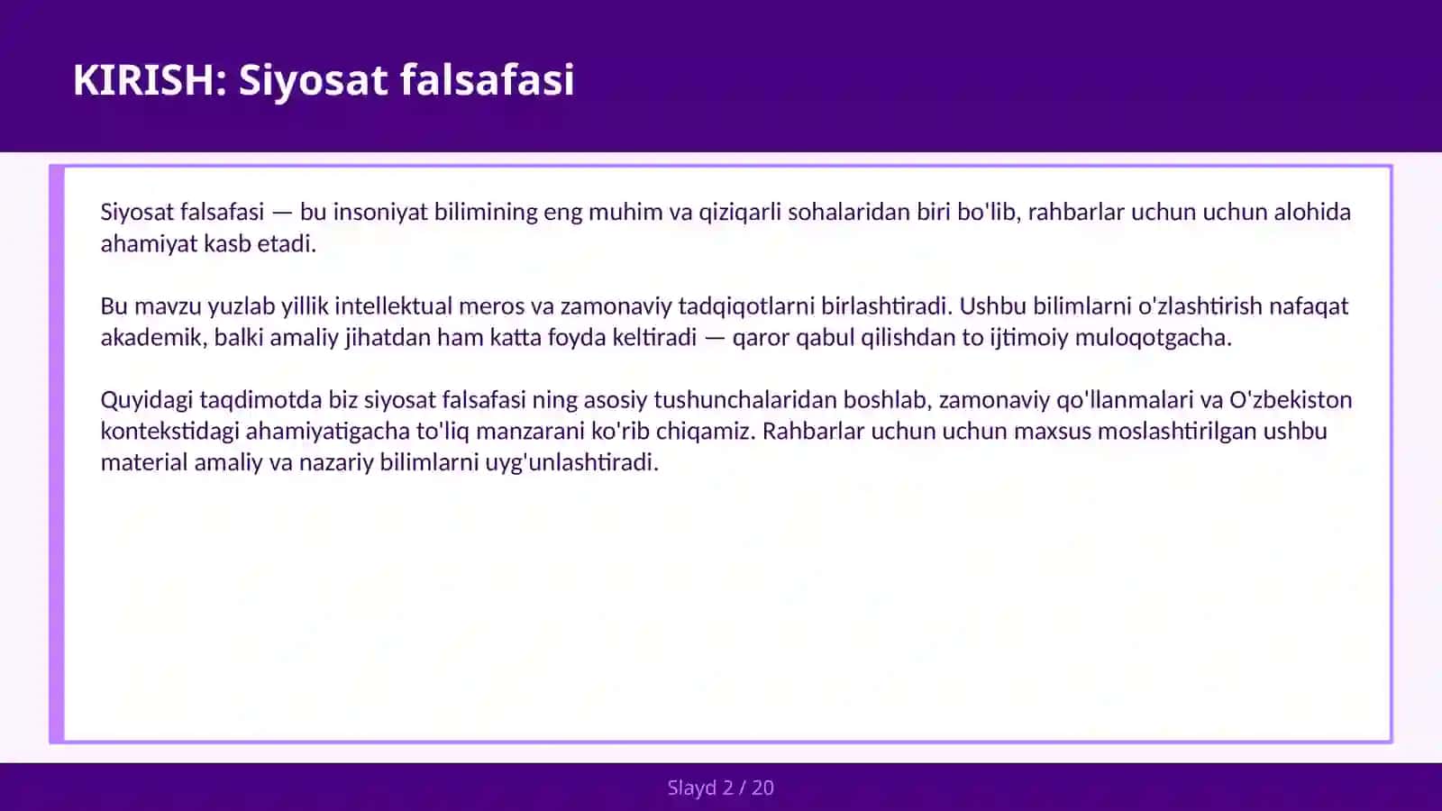Siyosat Falsafasi 2