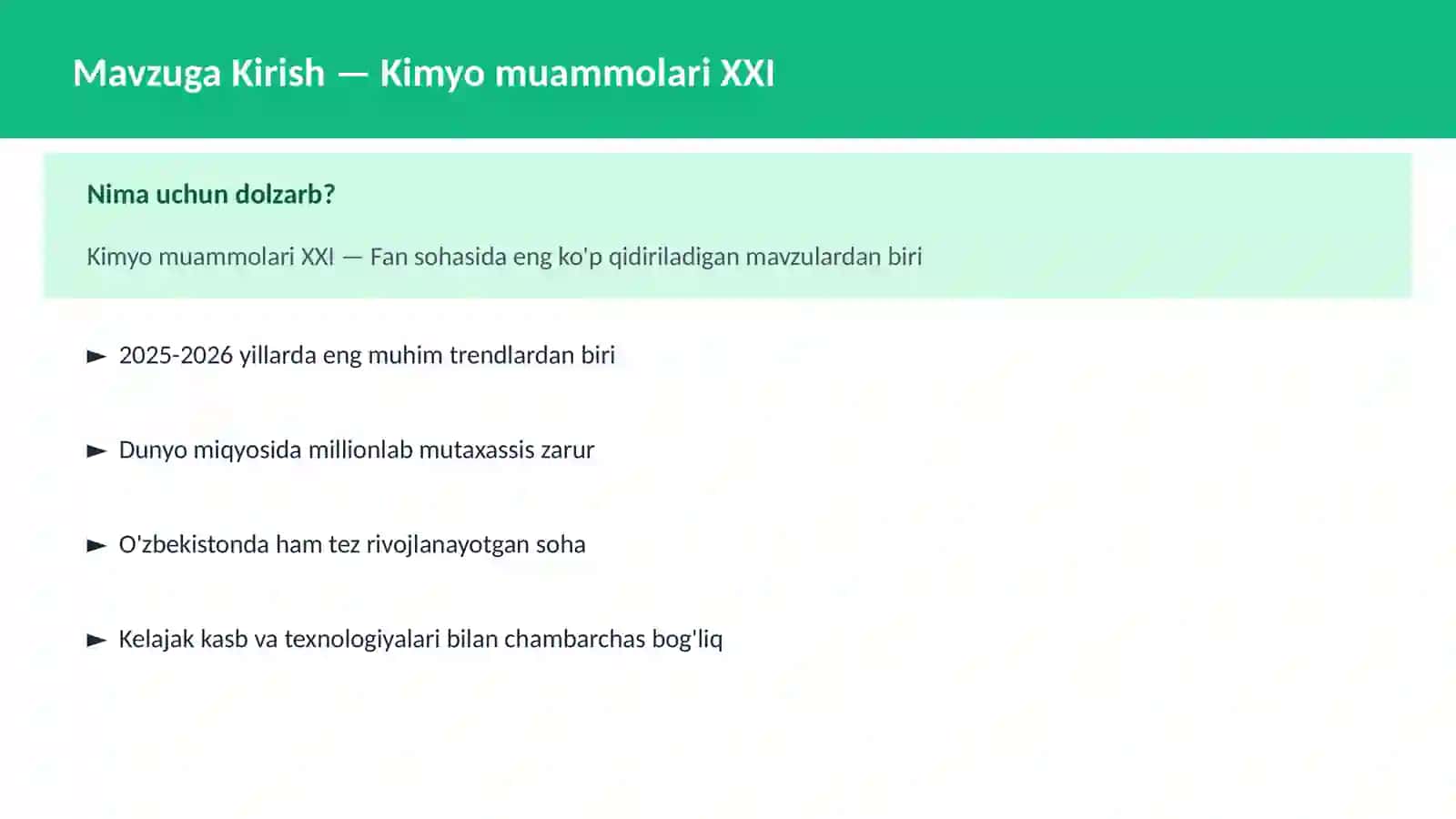 Kimyo muammolari XXI 2