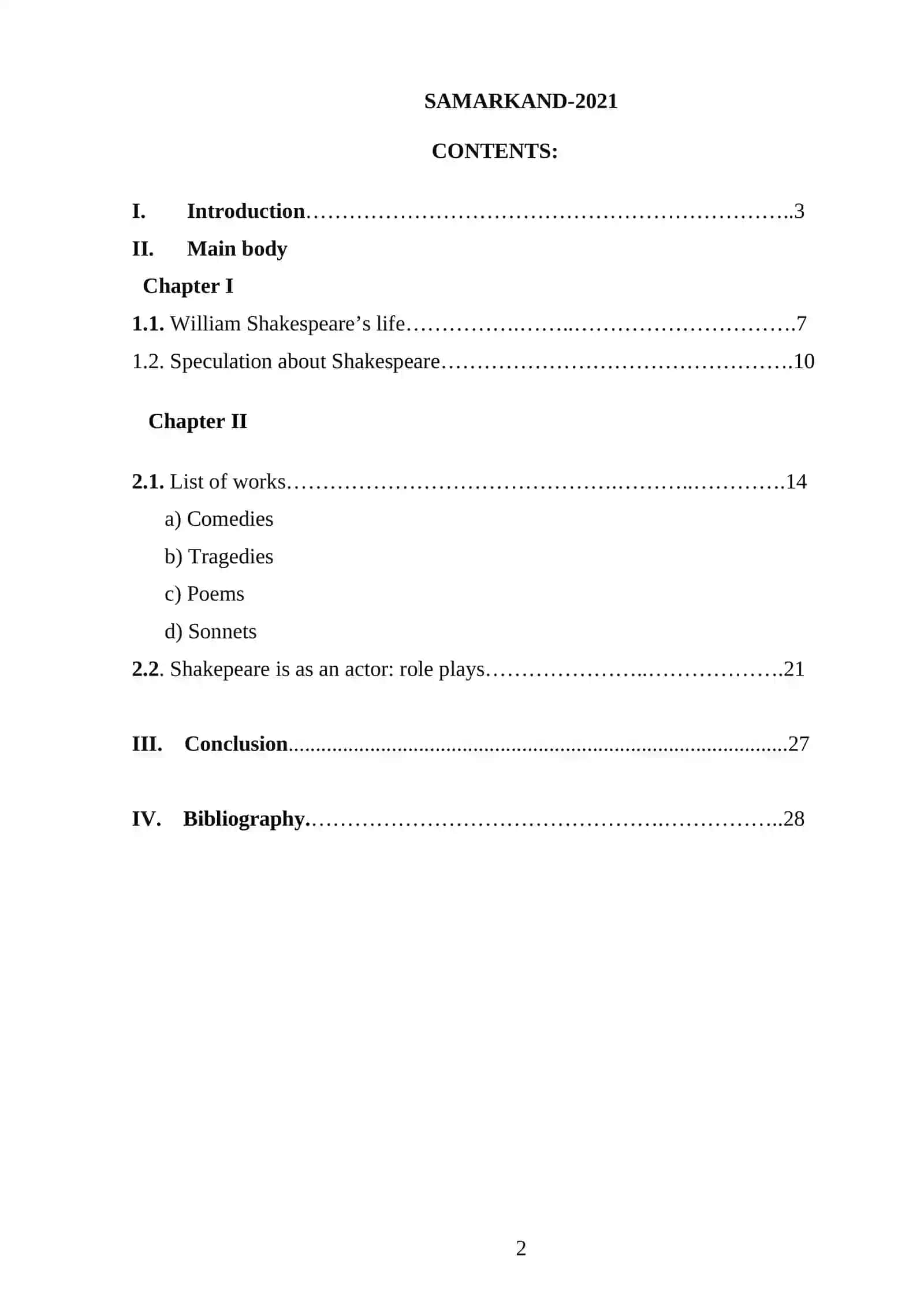 WILLIAM SHAKESPEARE’S CREATIVE WORKS 2
