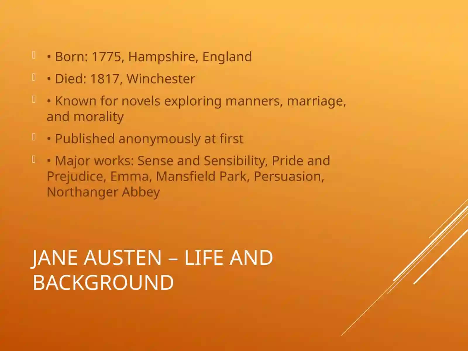 Jane Austen – Life and Background 2