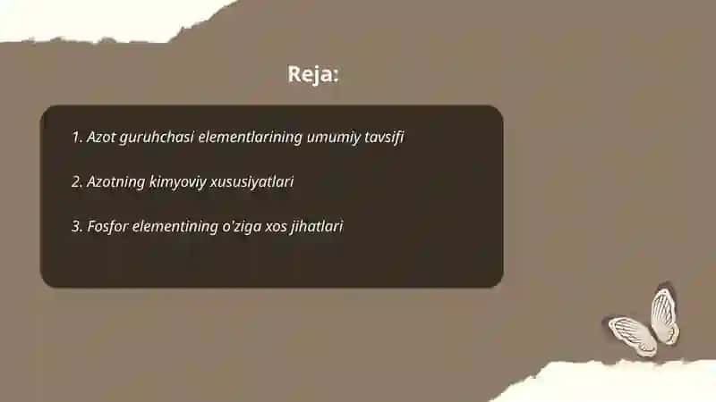 Azot guruhchasi elementlari 2