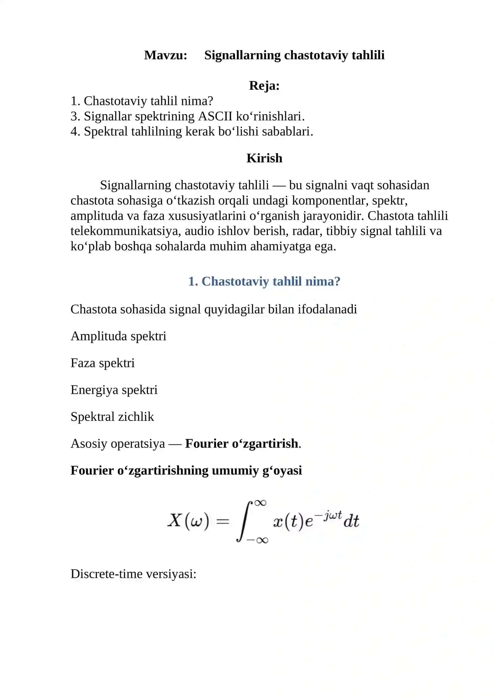 Signallarning chastotaviy tahlili 2