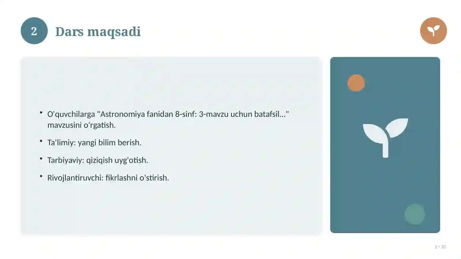 3-mavzu uchun batafsil dars ishlanmasi 2