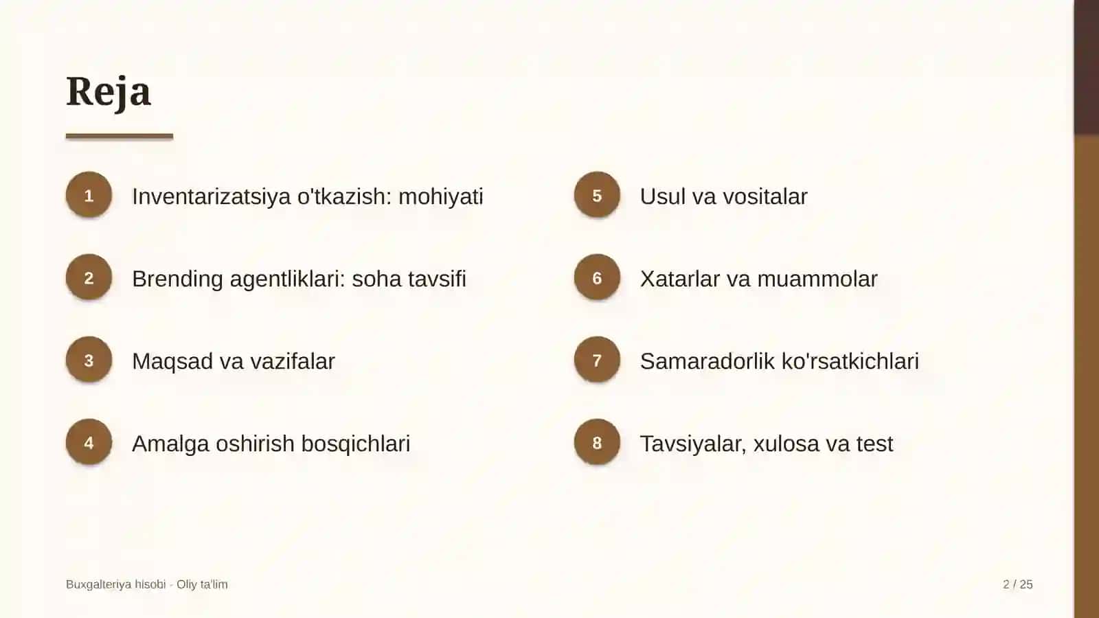 Brending agentliklarida inventarizatsiya o'tkazish 2