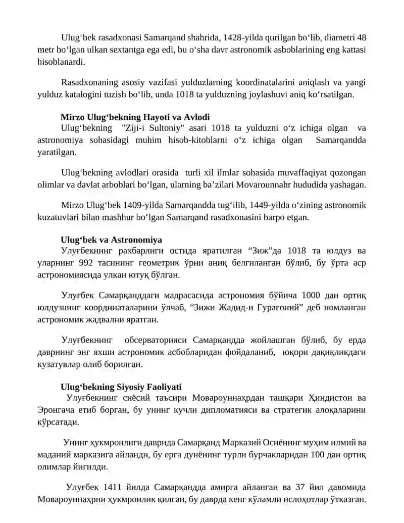 Ulugʻbek va Temuriylar Davlati 2