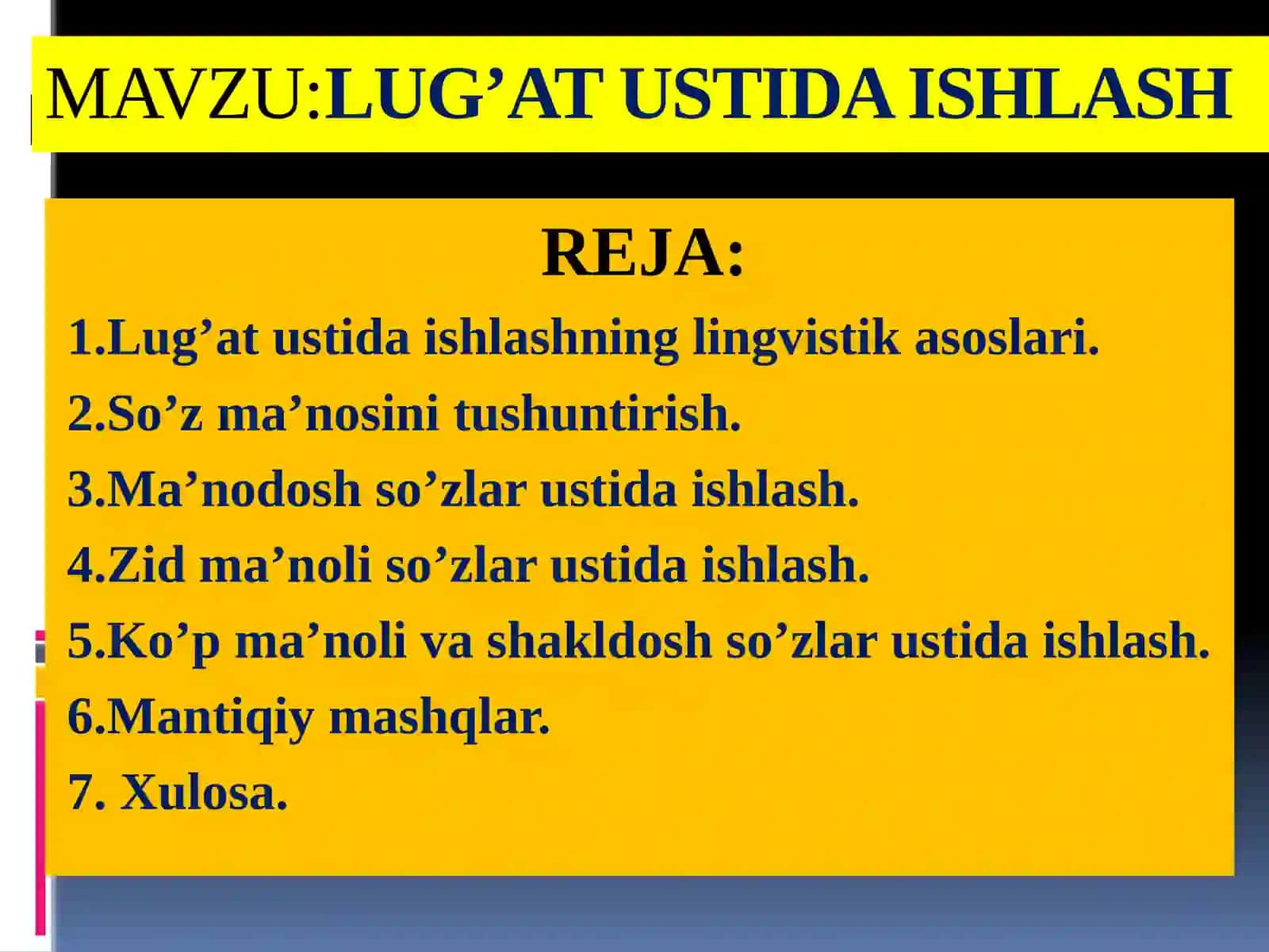 LUG’AT USTIDA ISHLASH 2