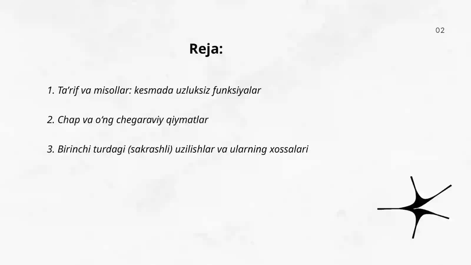 Kesmada uzluksiz funksiyalarning xossalar 2
