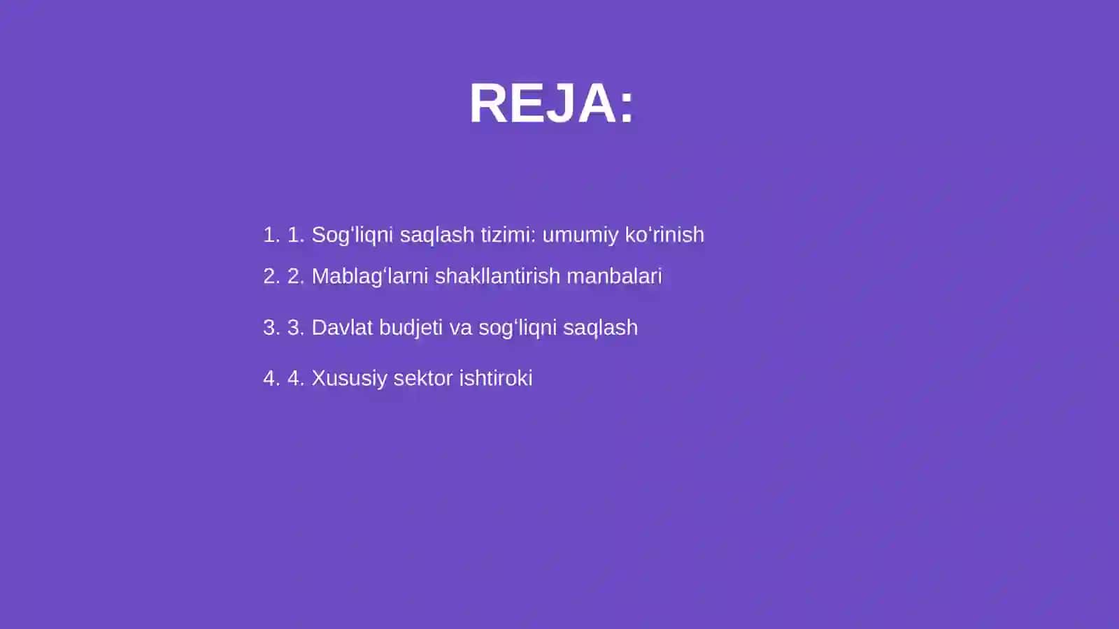 Sogʻliqni saqlash tizimi 2