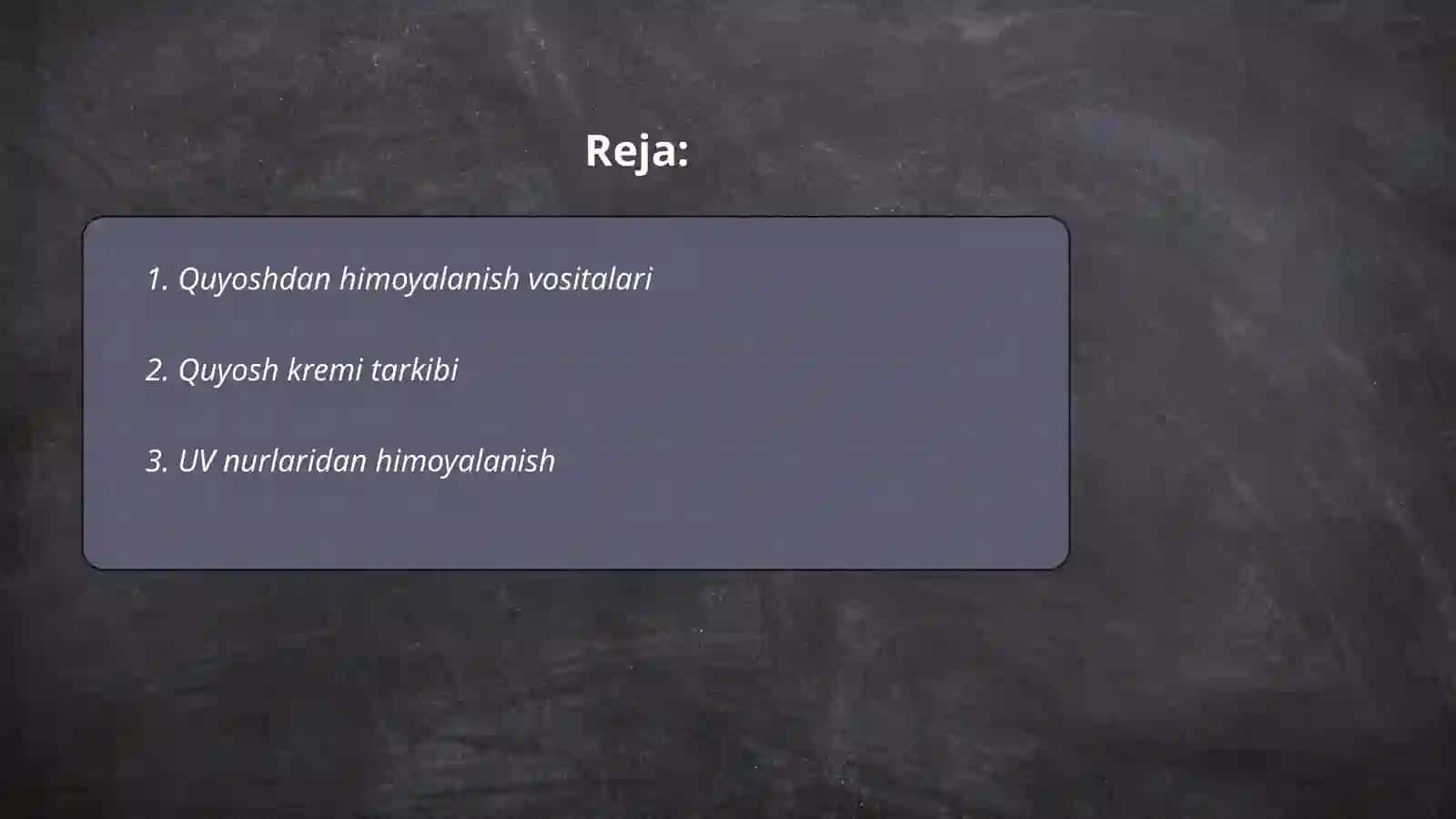 Quyoshdan himoyalanish vositalari 2