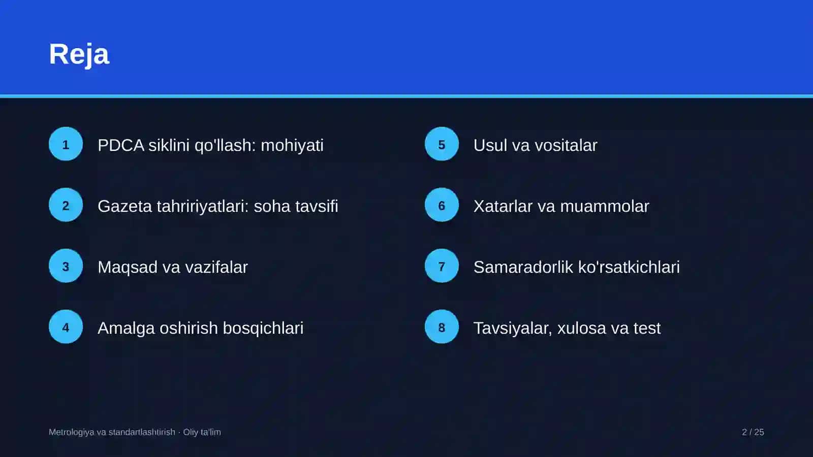 Gazeta tahririyatlarida PDCA siklini qo'llash 2