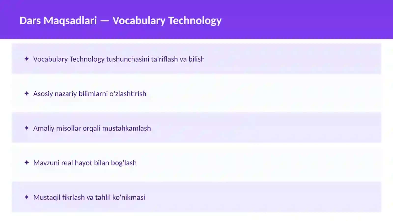O'qituvchilar va talabalar uchun dars ishlanma 2