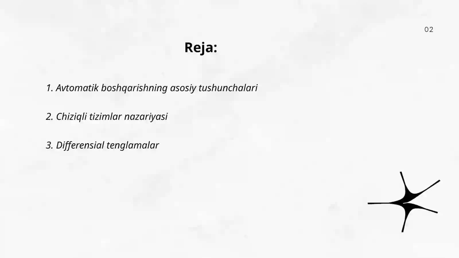 Avtomatik boshqarish nazariyasi 2