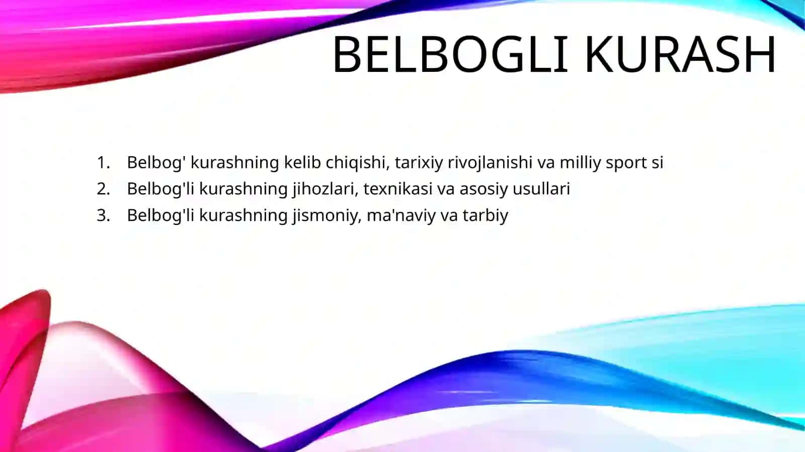 Belbog'li kurash tarixi va texnikasi 2