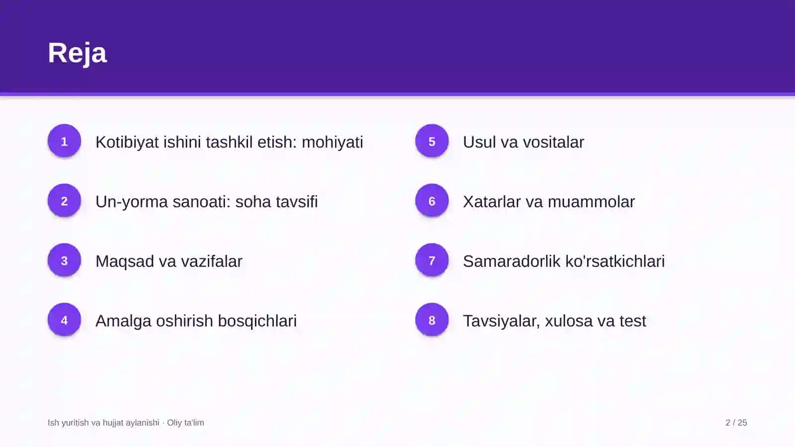 Un-yorma sanoatida kotibiyat ishini tashkil etish 2