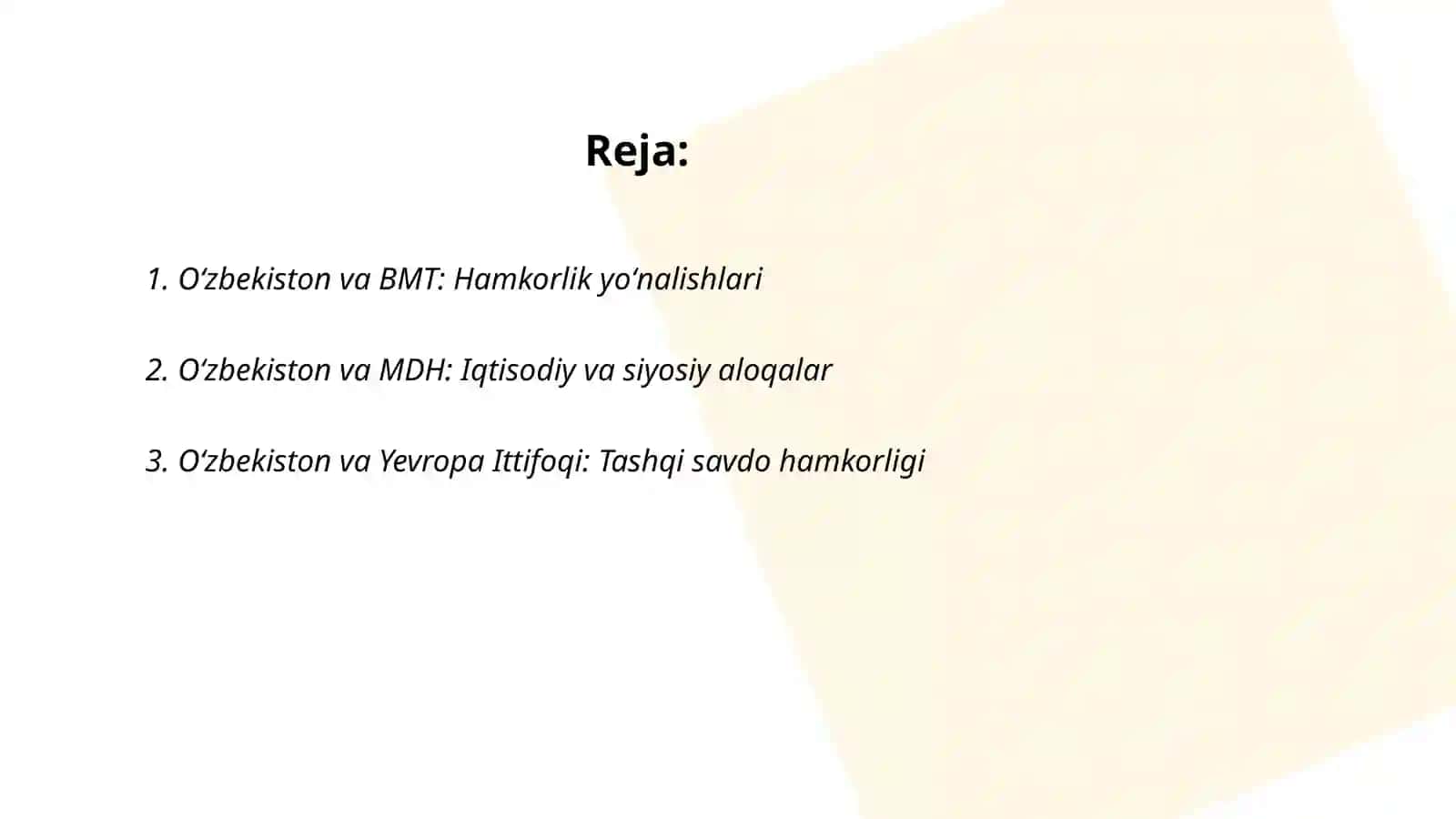 Oʻzbekiston va BMT: Hamkorlik yoʻnalishlari 2