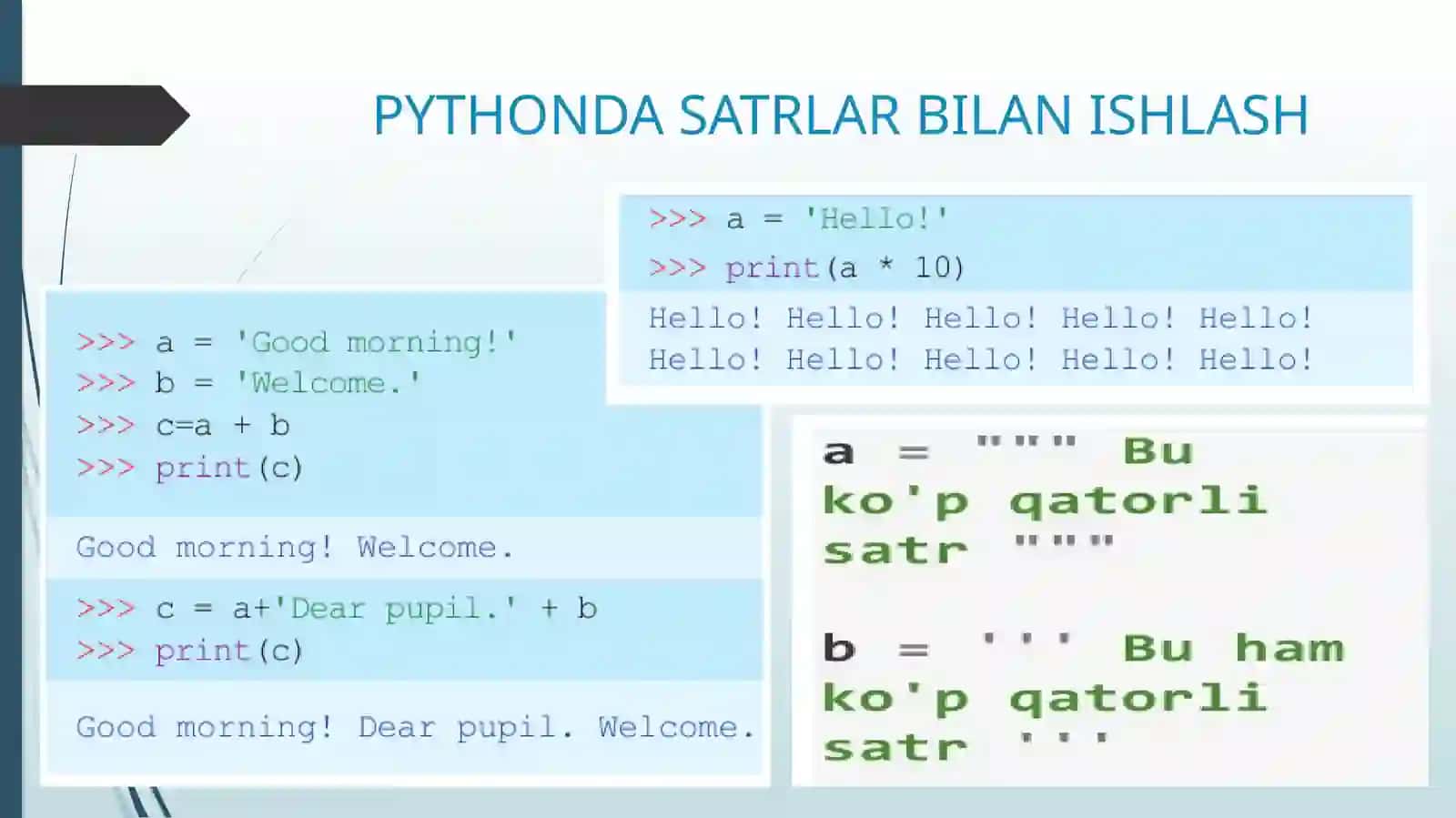 Pythonda satrlar bilan ishlash 2