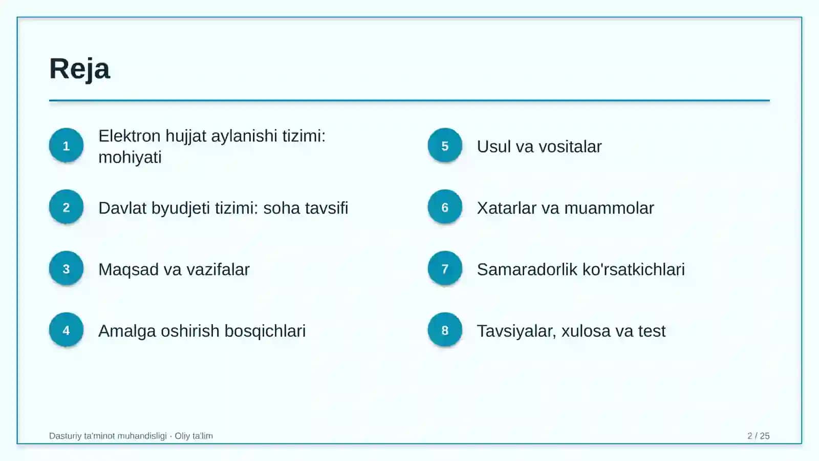 DASTURIY TA'MINOT MUHANDISLIGI · OLIY TA'LIM 2