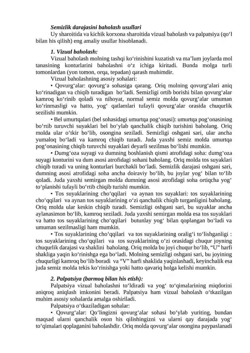 Semizlik darajasini baholash 2