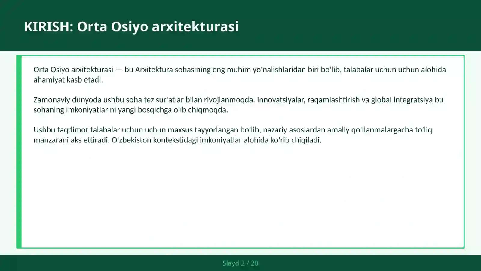 Orta Osiyo arxitekturasi 2