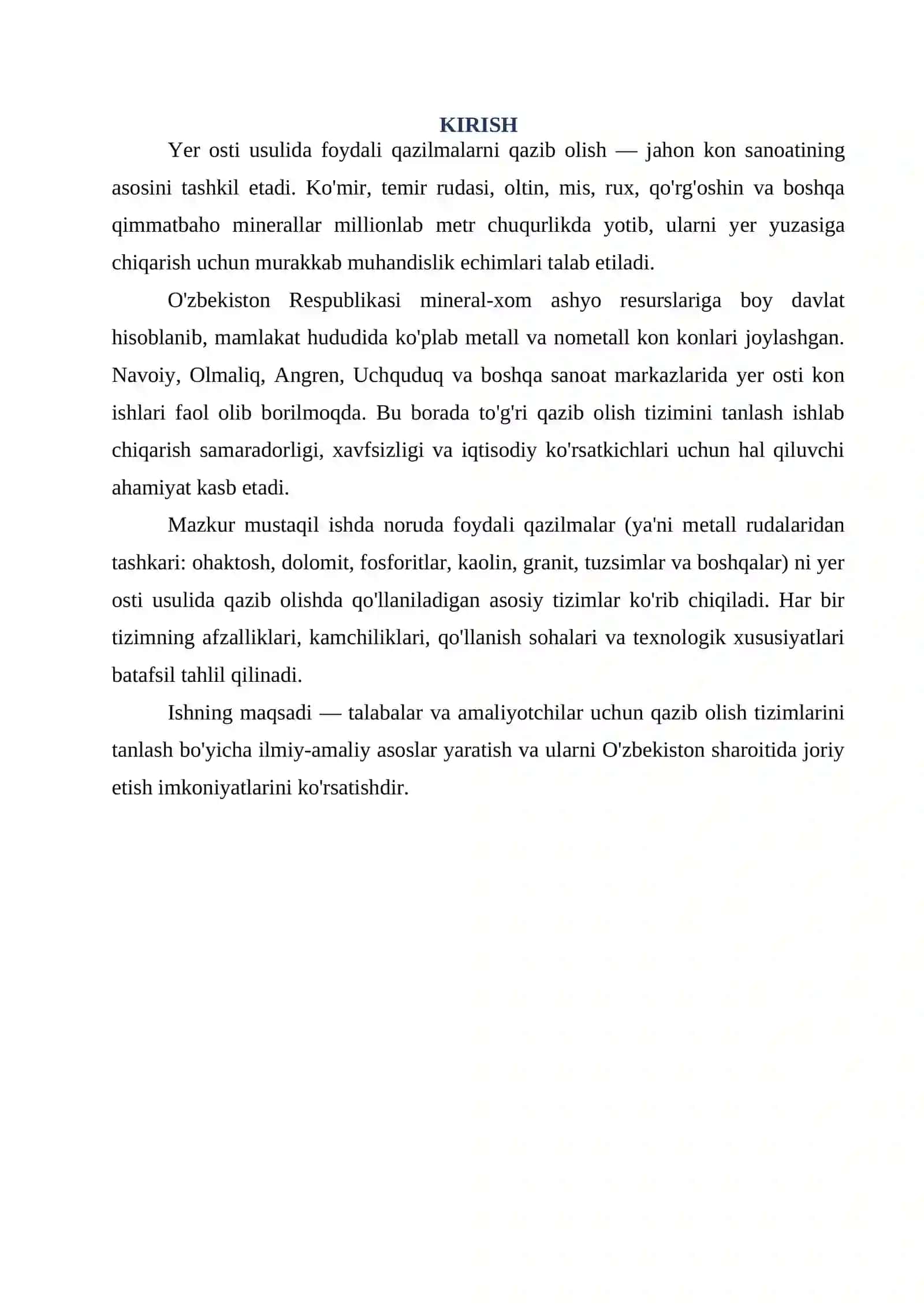 NОRUDA FOYDALI QAZILMALARNI YER OSTI USULIDA 2