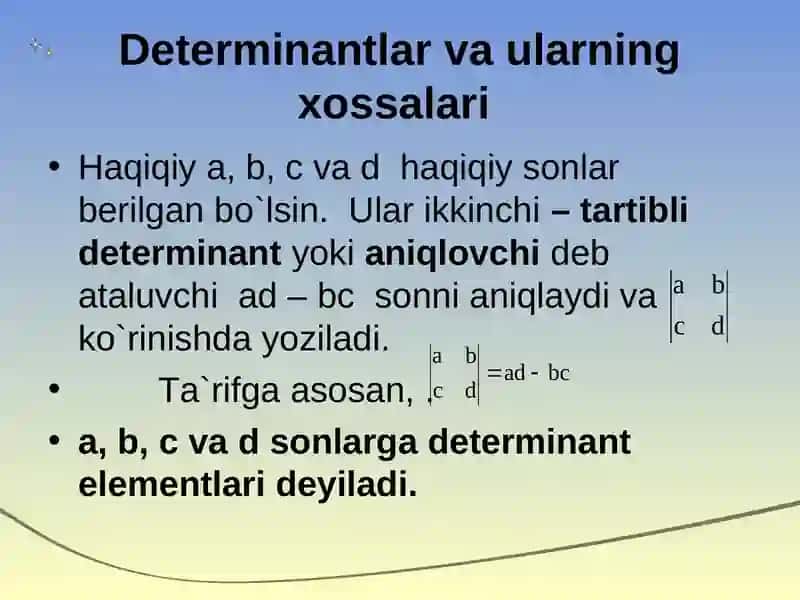 DETERMINANTLAR NAZARIYASI 2