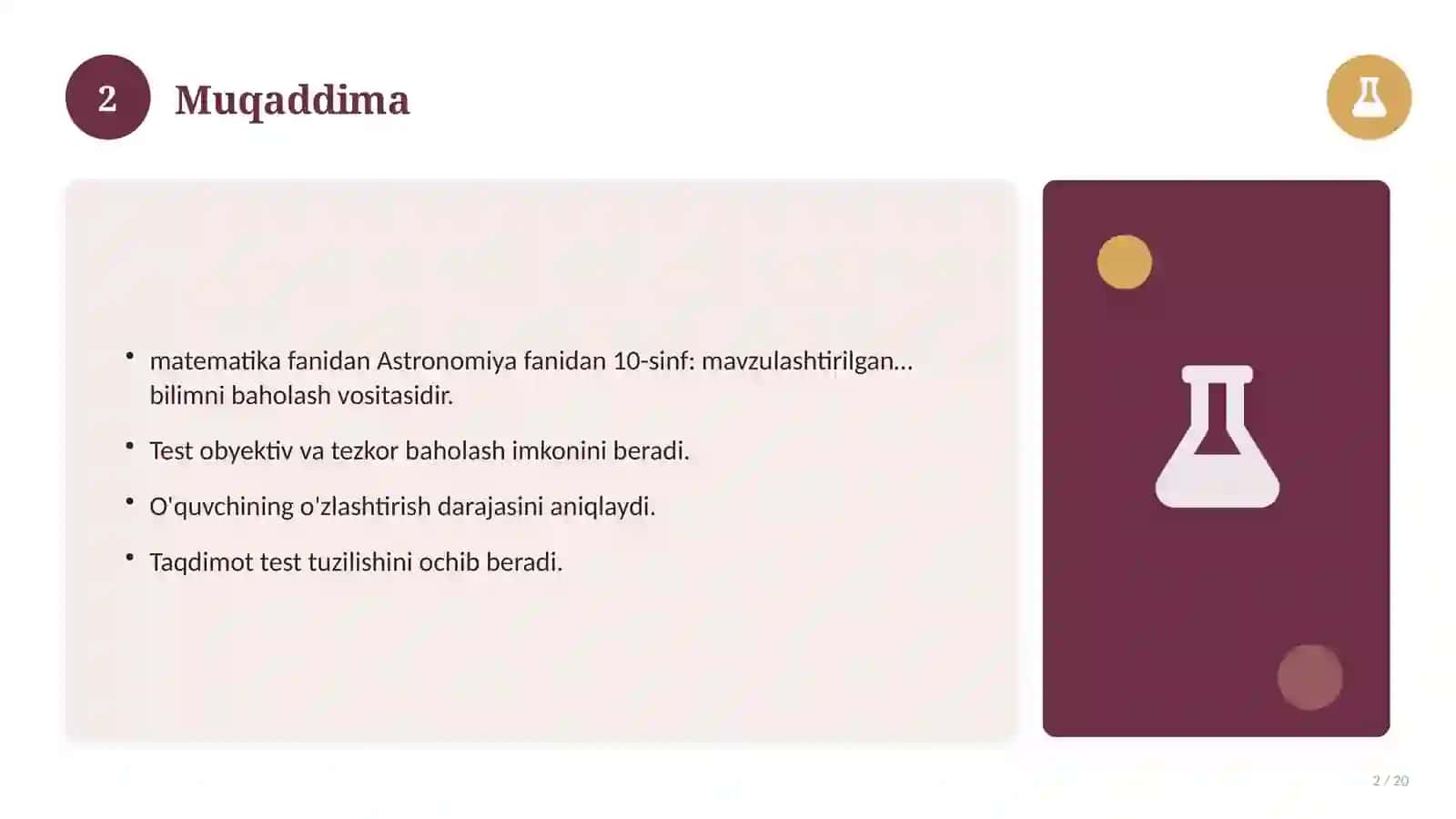 Astronomiya fanidan 10-sinf: mavzulashtirilgan nazorat ishi 2