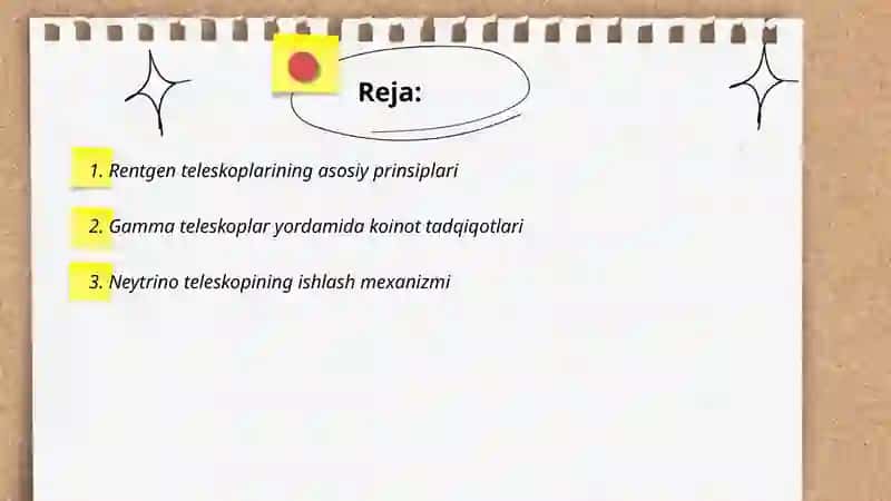 Rentgen teleskoplarining asosiy prinsiplari 2